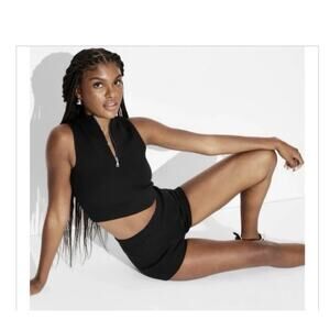 Wild Fable Women's Mock Turtleneck Quarter Zip Sweater Tank Knit Black Size XXS